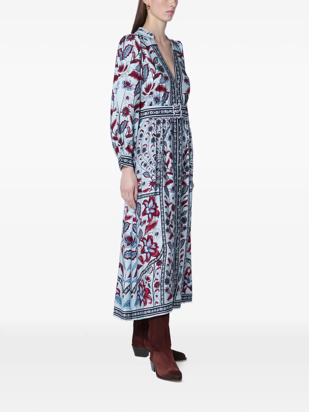 FARM Rio Marcelle maxi-jurk met ceintuur - Blauw