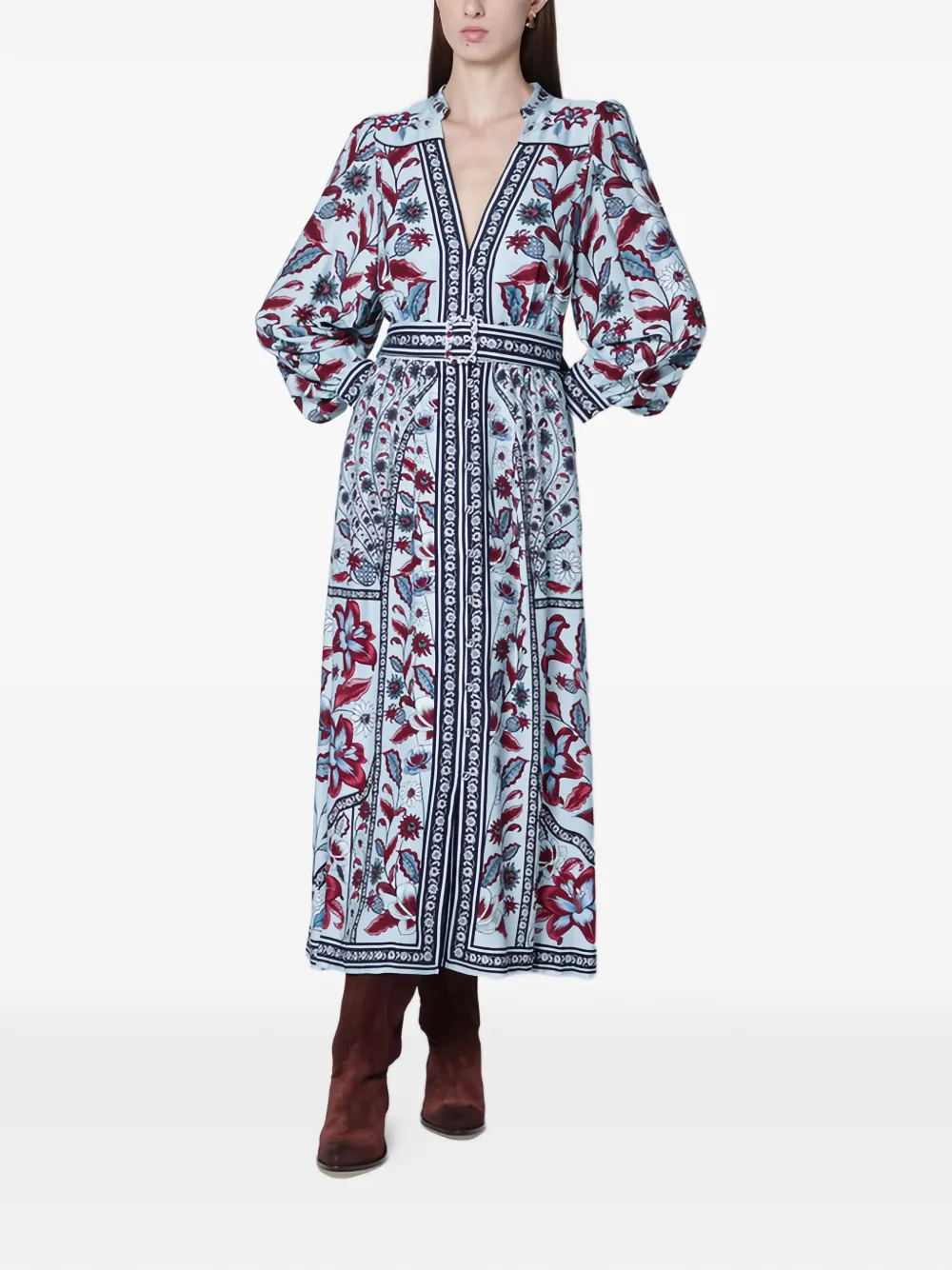 FARM Rio Abito lungo Marcelle con cintura - Blu