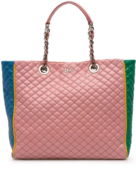 Dolce & Gabbana Pre-Owned 2000-2010 Mulitcolor Quilted Lambskin Lily Glam tote bag