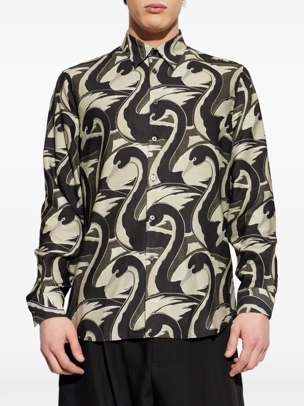 Paul Smith Overhemd met zwaanprint en lange mouwen Zwart