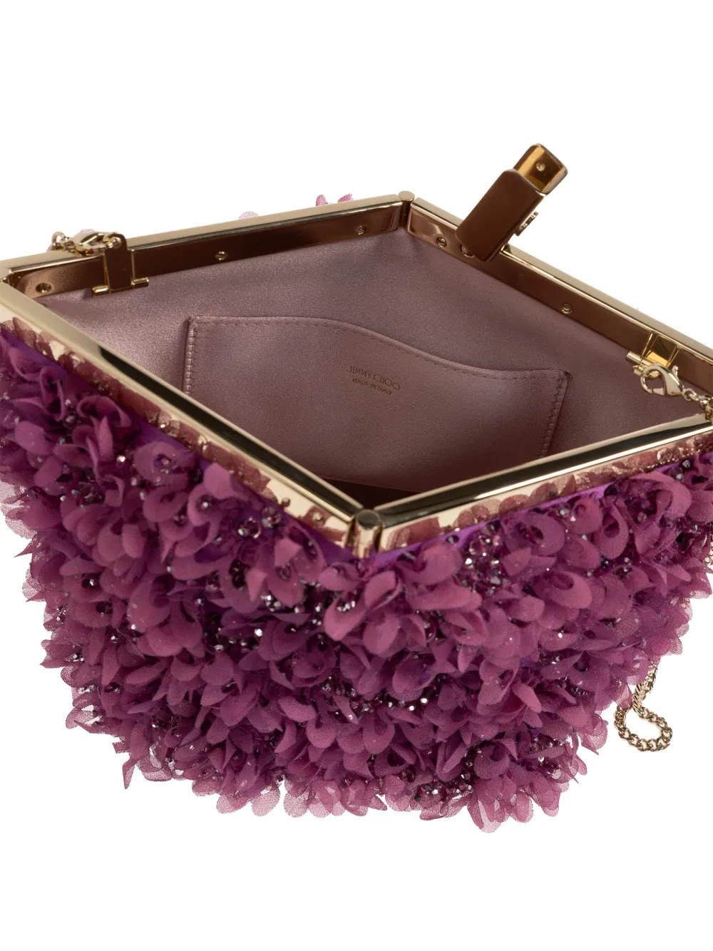 Jimmy Choo Ganache clutch met kettinghengsel Paars