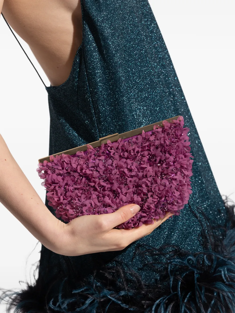 Jimmy Choo Ganache clutch met kettinghengsel Paars