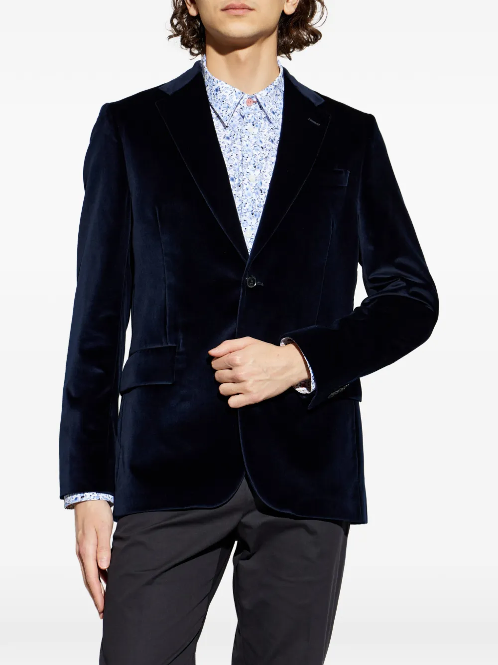  Paul Smith The Brierley Velvet Notched Jacket - Blue 