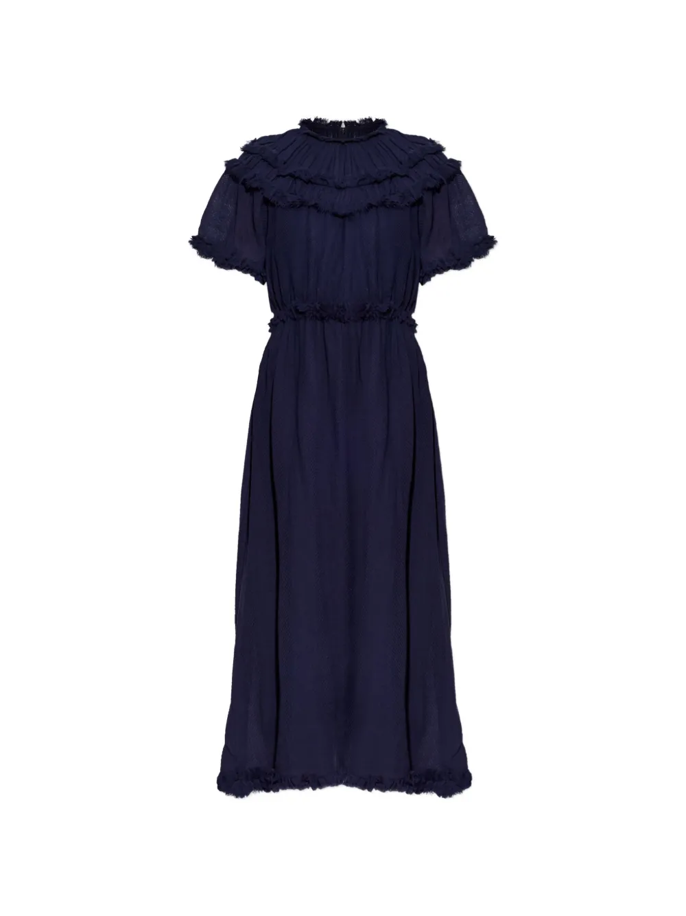 Ulla Johnson Ayan ruffled fringed dress - Blue