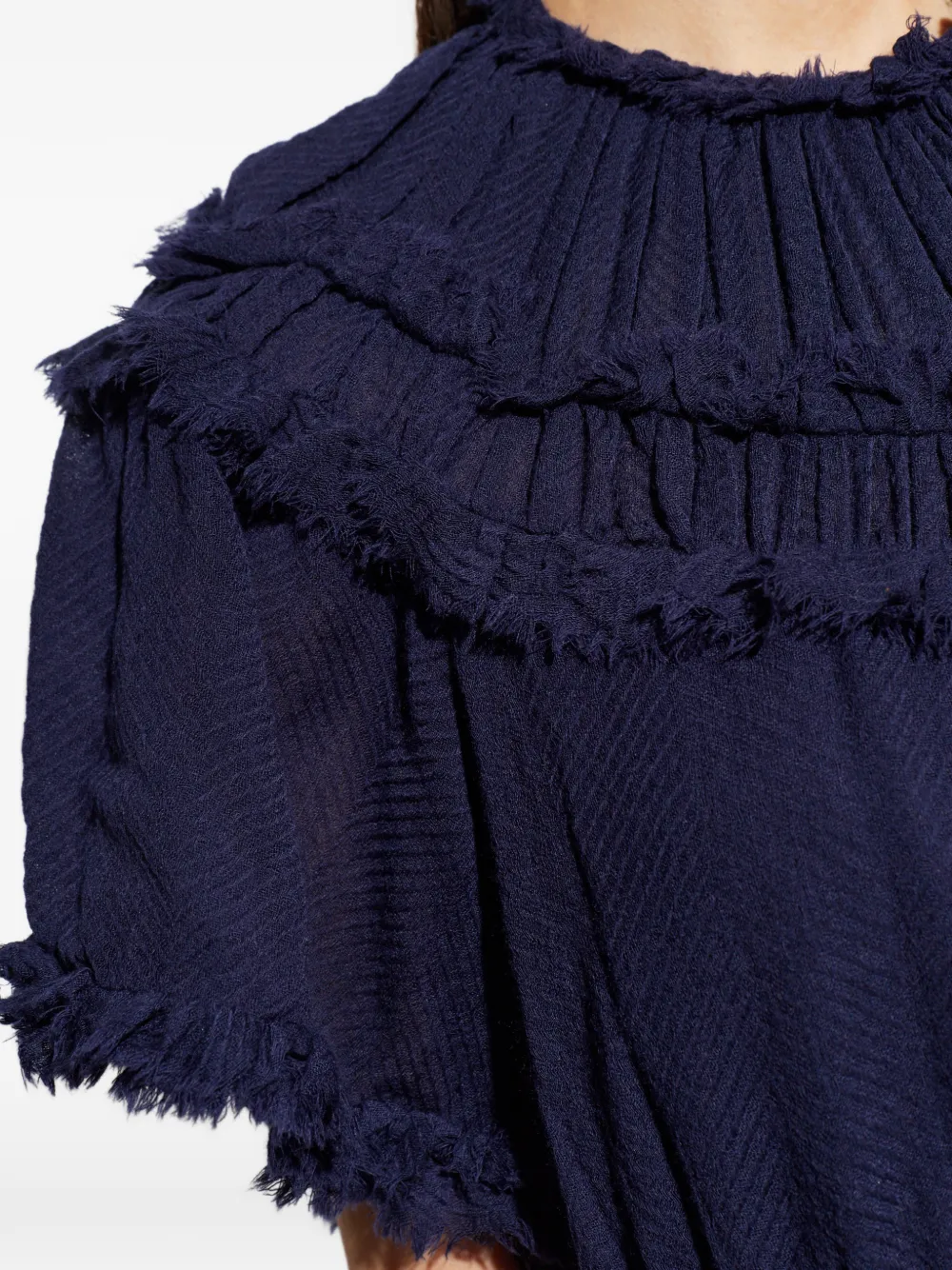 Ulla Johnson Ayan jurk met ruches en franje Blauw