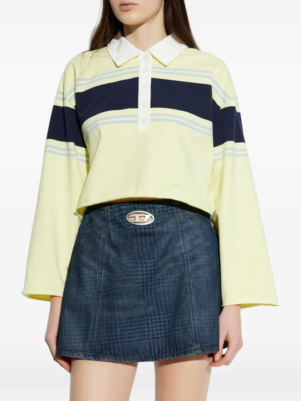  Re/done Striped Polo Top - Yellow 