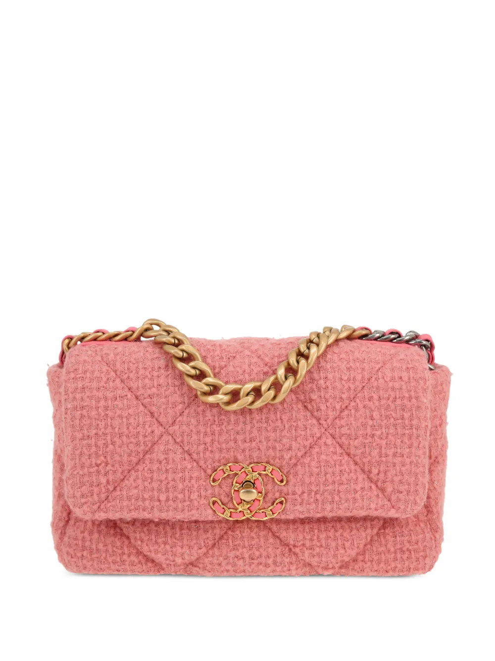 CHANEL Pre-Owned 2020 19 tweed shoulder bag - Rosa