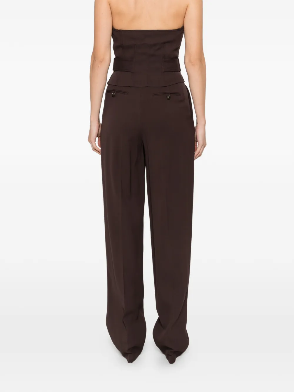 Elisabetta Franchi Gabardine broek met plooien Bruin