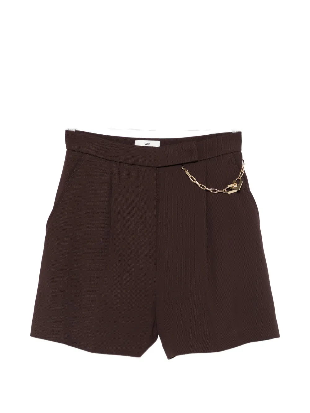 Elisabetta Franchi chain-detail pleated shorts - Marrone