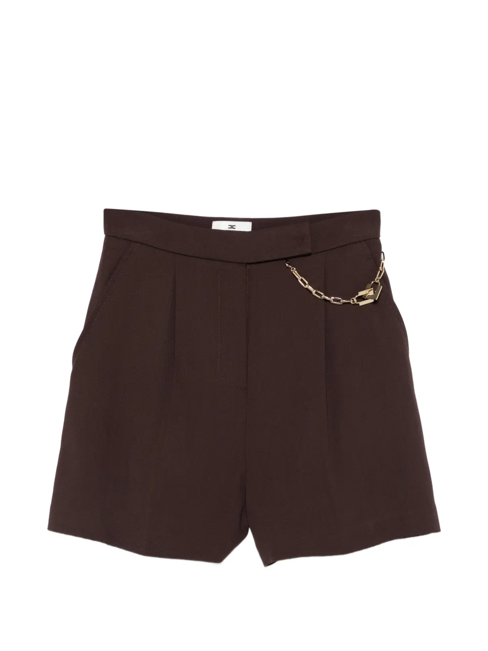 Elisabetta Franchi chain-detail pleated shorts - Marrone