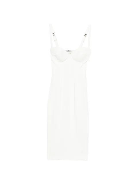Elisabetta Franchi dress in lightweight crêpe fabric with raw-edge fabric