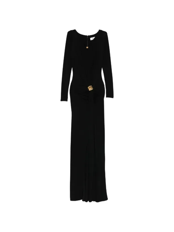 long sleeve black and gold maxi dress Ivory Long Sleeve Draped Gown 6 / Ivory main image 1