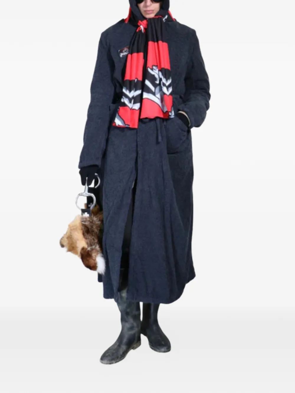 Prototypes Textured Belted Coat In Black