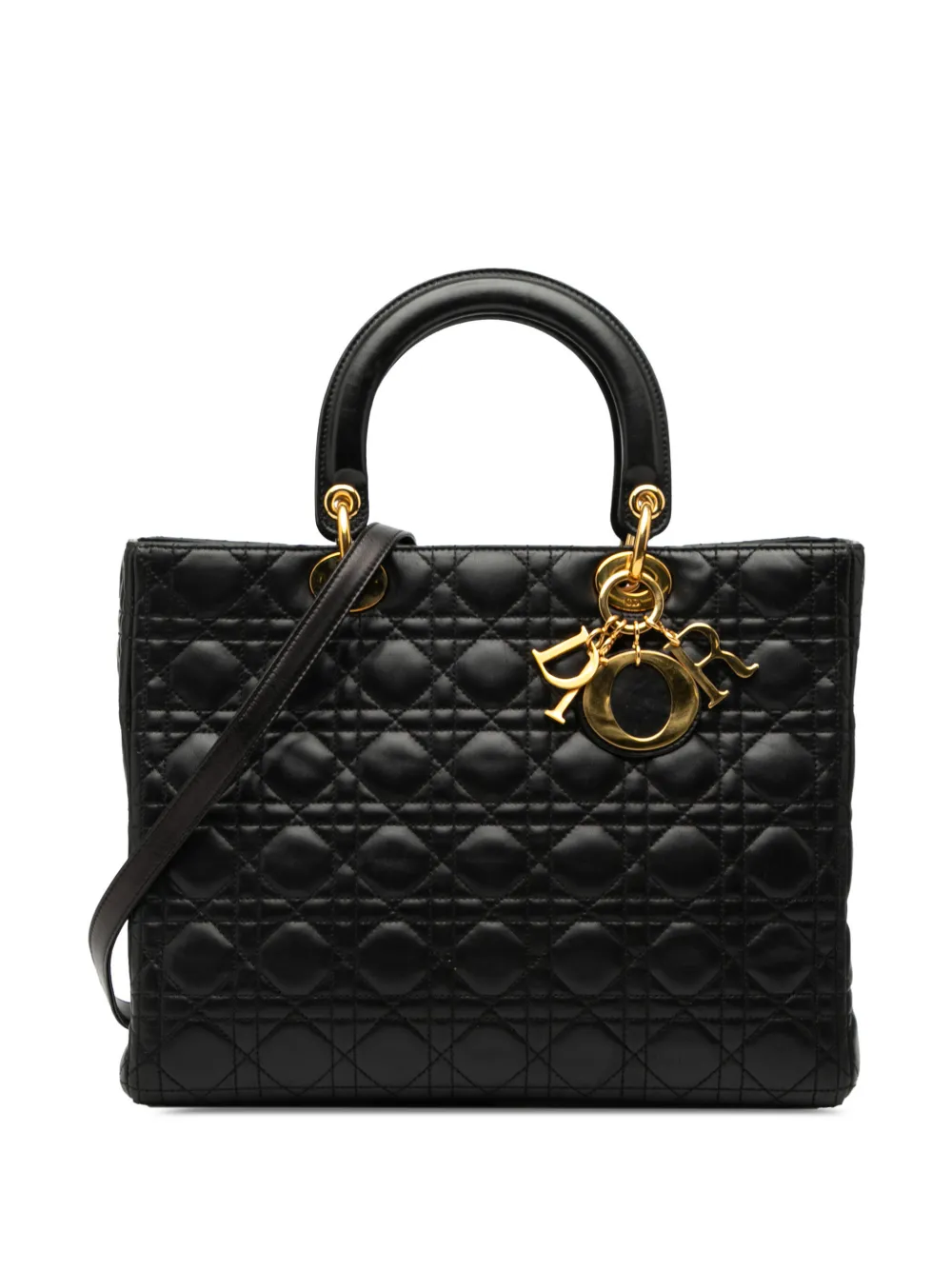 Christian Dior Pre-Owned 1997 Large Lambskin Cannage Lady Dior satchel - Nero