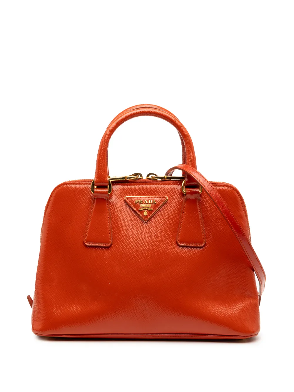 Prada Pre-Owned Borsa a tracolla Promenade piccola in pelle Saffiano verniciata 2013-2025 - Arancione