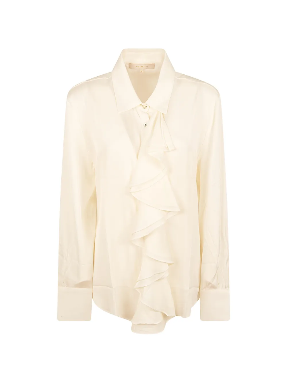 SILK95FIVE ruffled long-sleeve shirt - Nude