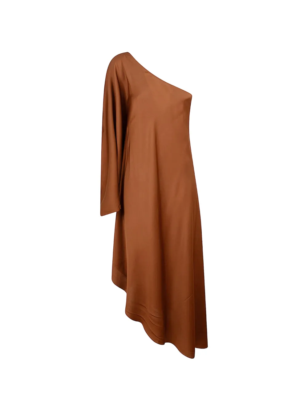 SILK95FIVE one-shoulder asymmetric dress - Marrone