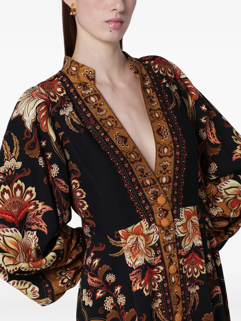 V-Neck Floral-Pattern Maxi Dress