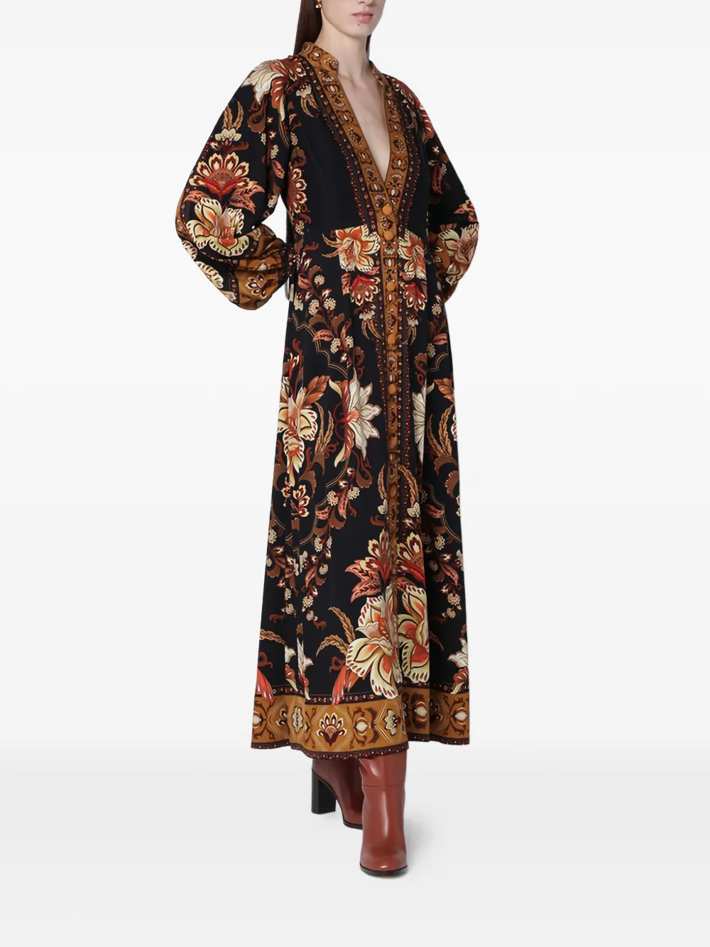 FARM Rio V-neck floral-pattern maxi dress - Zwart