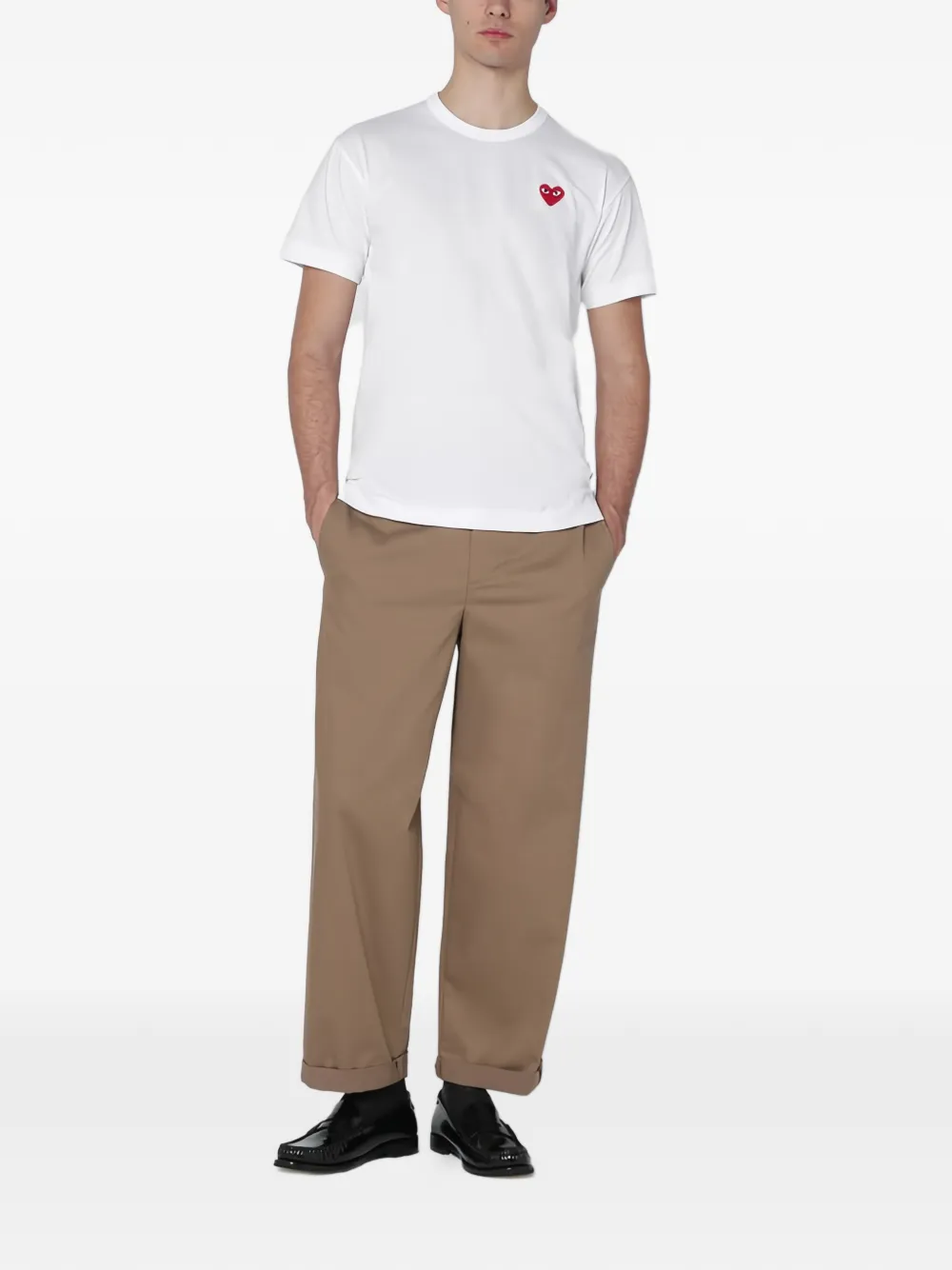 Comme Des Gar&ccedil;ons heart-motif T-shirt - Wit