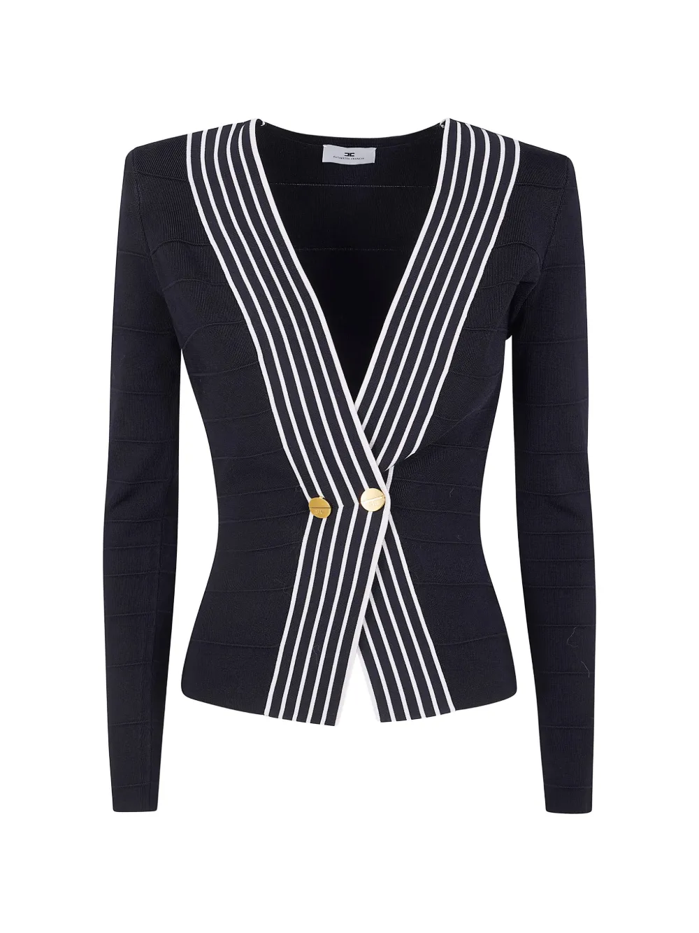 Elisabetta Franchi stripe button sweater - Nero