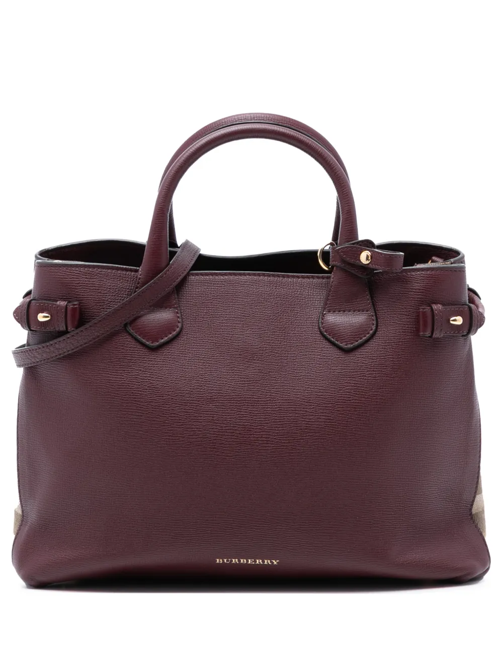 Burberry Pre-Owned 2000-2017 Medium Leather and House Check Banner satchel - Rosso