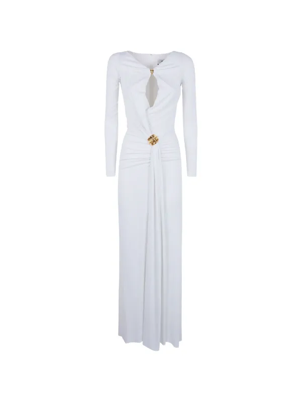 Elisabetta Franchi gold-tone Hardware Maxi Dress | White | FARFETCH JO