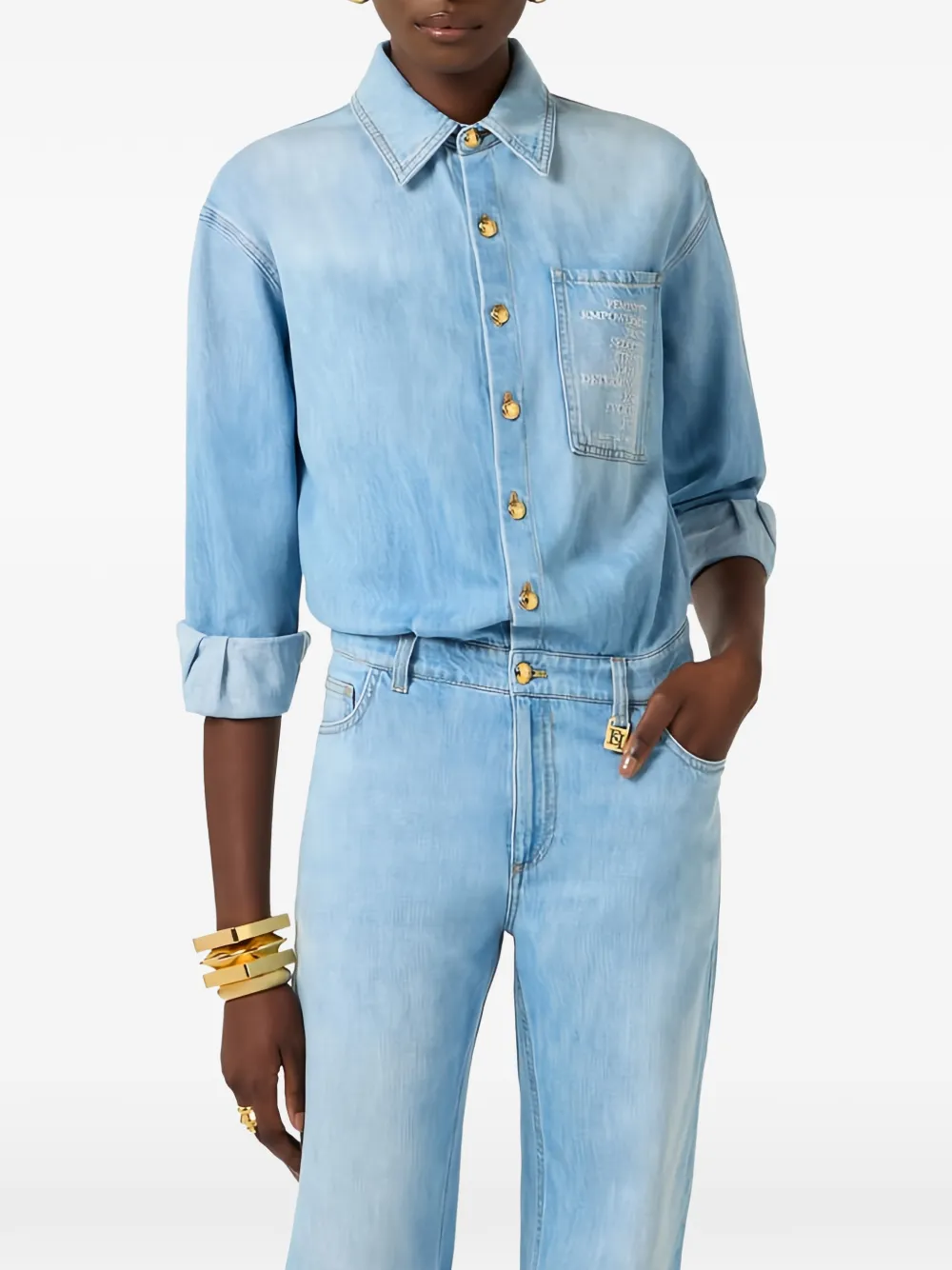 Elisabetta Franchi Jumpsuit met zak en knoop Blauw