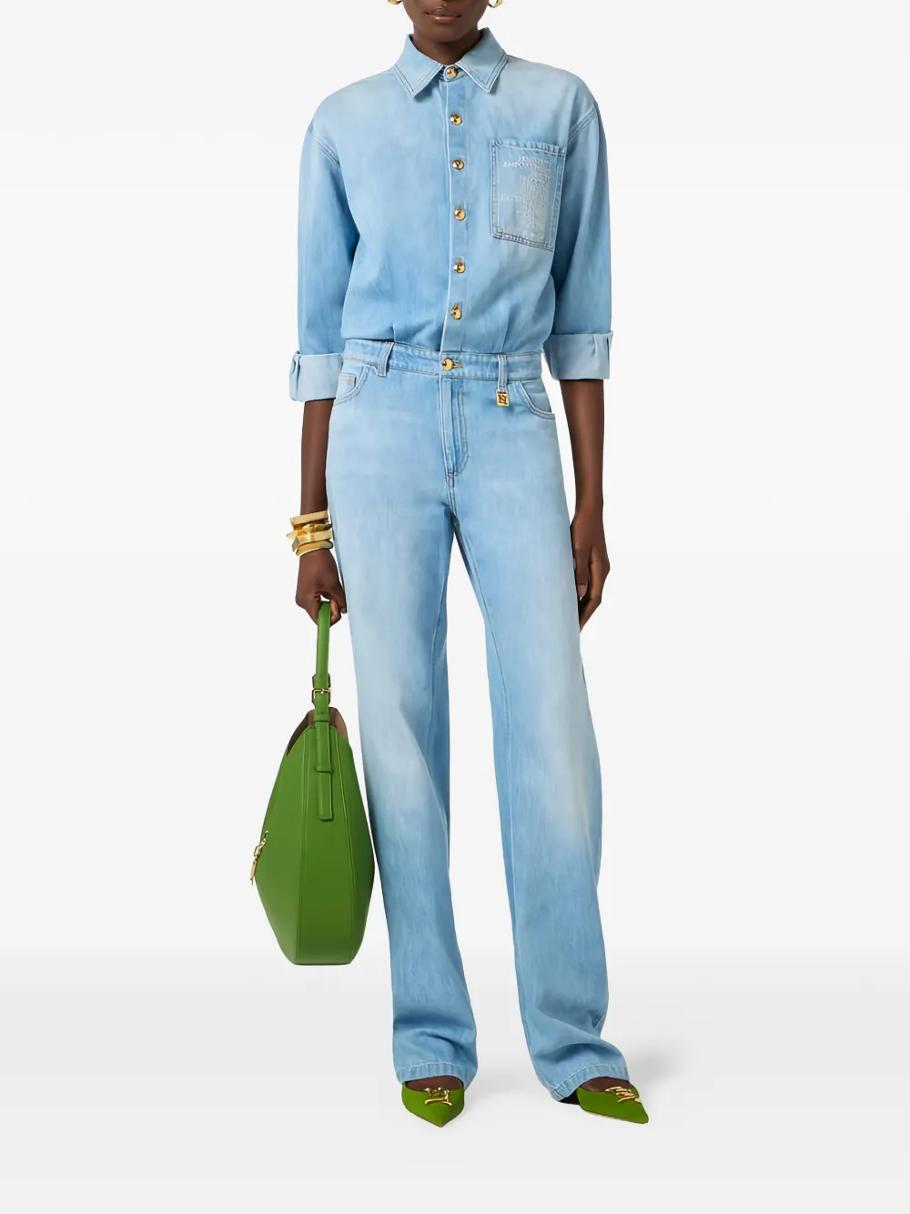 Elisabetta Franchi Jumpsuit met zak en knoop Blauw