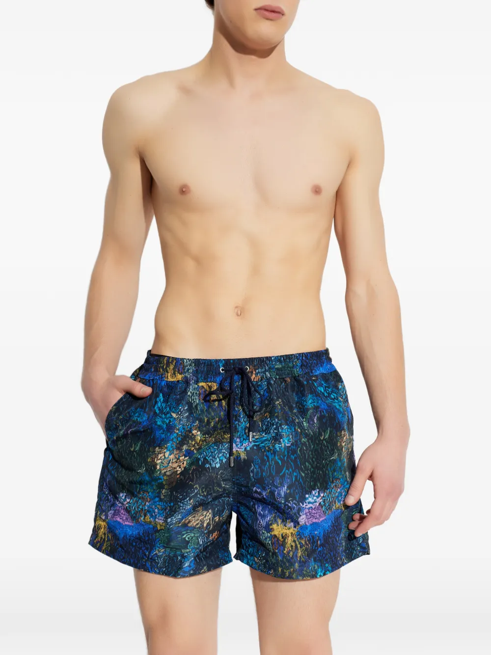  Paul Smith Printed Drawstring-fastening Swim Shorts - Blue 