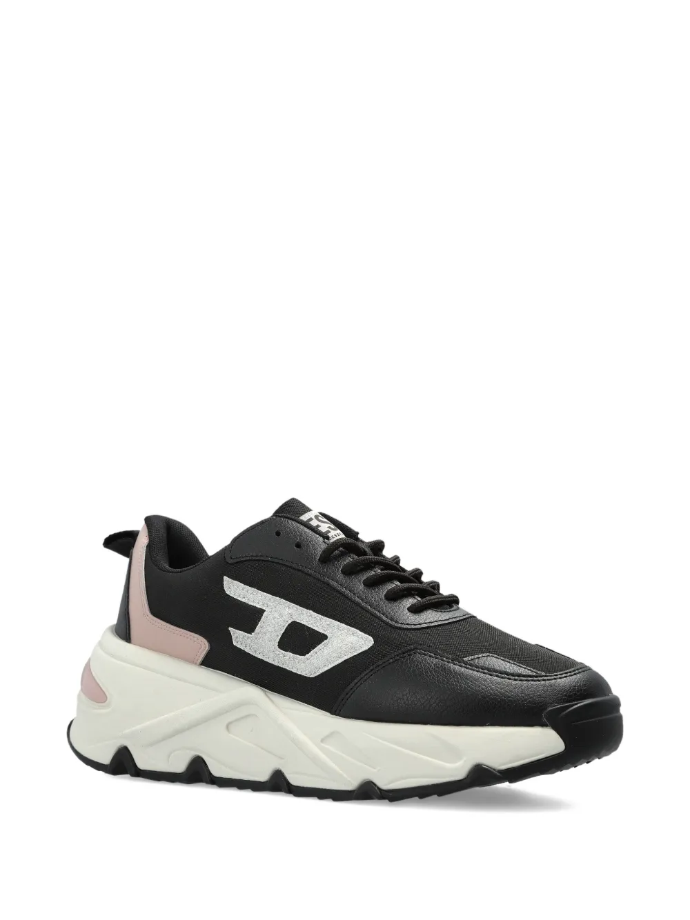 Diesel logo appliqu&eacute; sneakers - Zwart