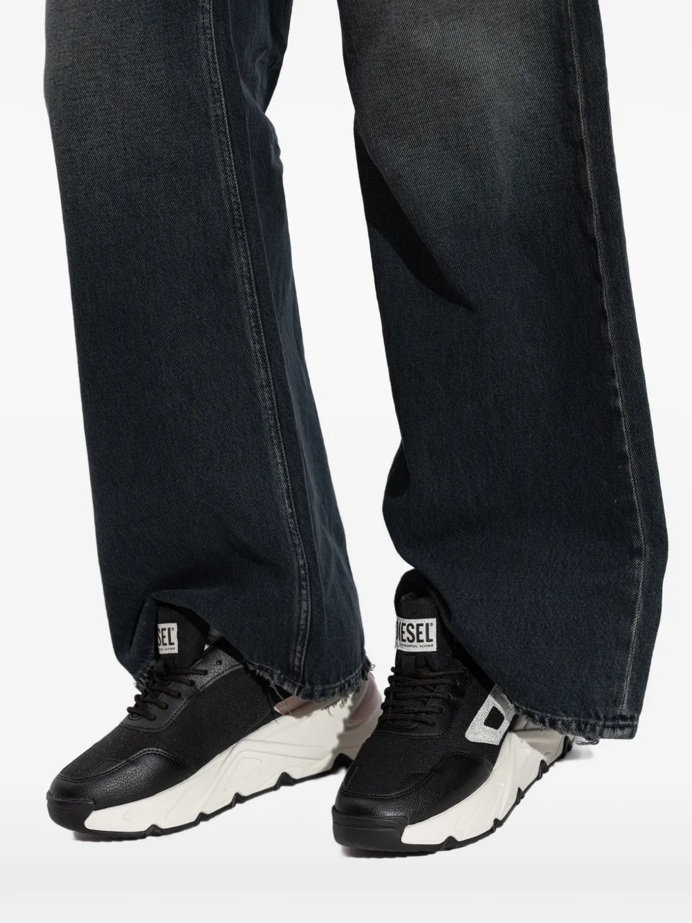 Diesel Sneakers met logo-applicatie Zwart