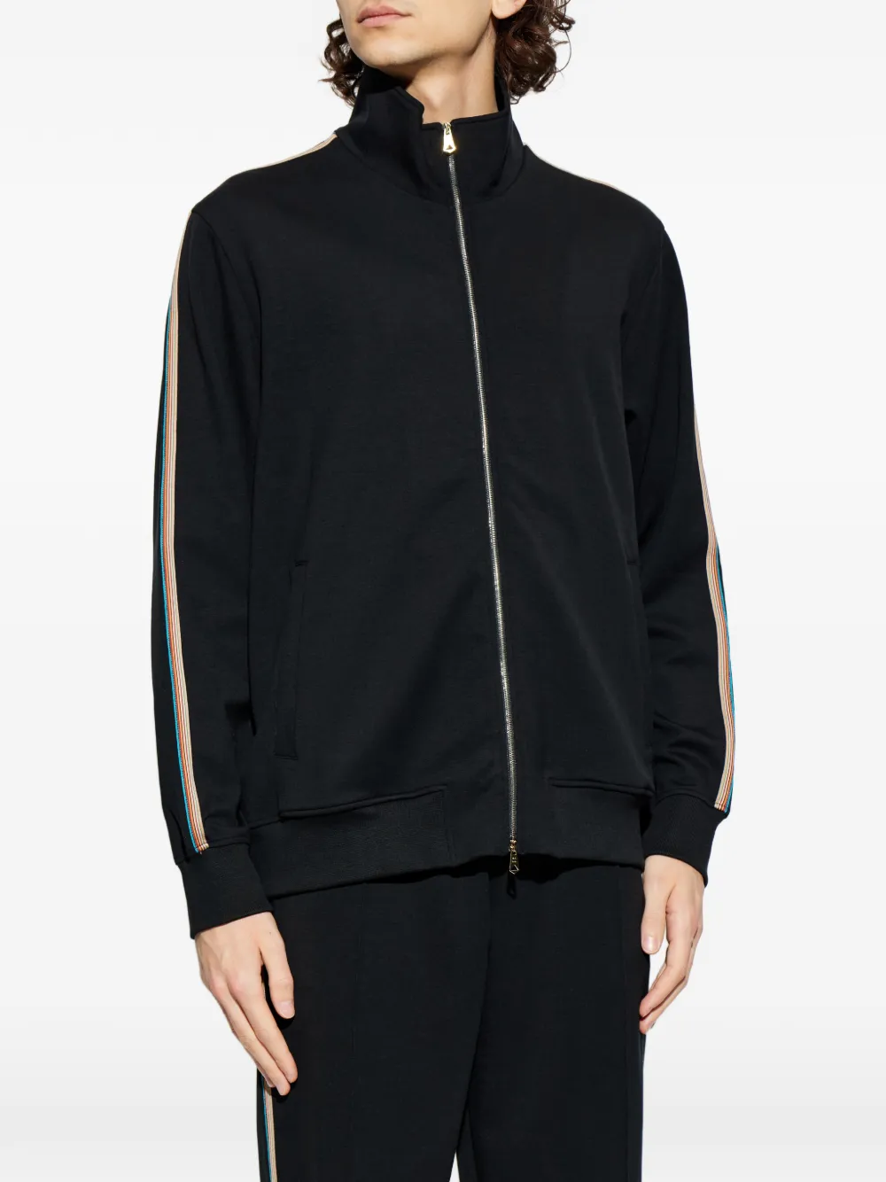 Paul Smith Gestreepte sweater met rits Zwart