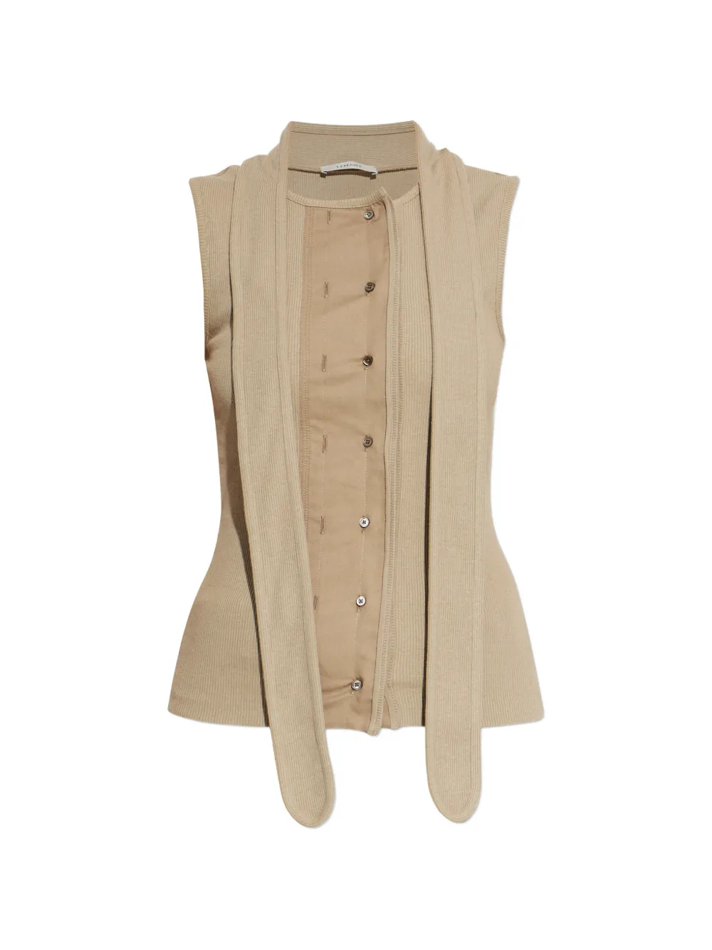 LEMAIRE scarf-detail ribbed top - Toni neutri