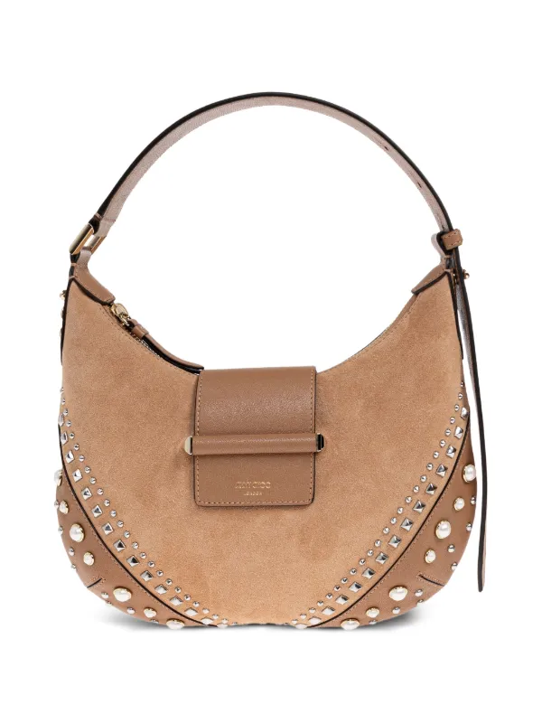 Jimmy Choo Small Bar Studded Shoulder Bag in Neutrals