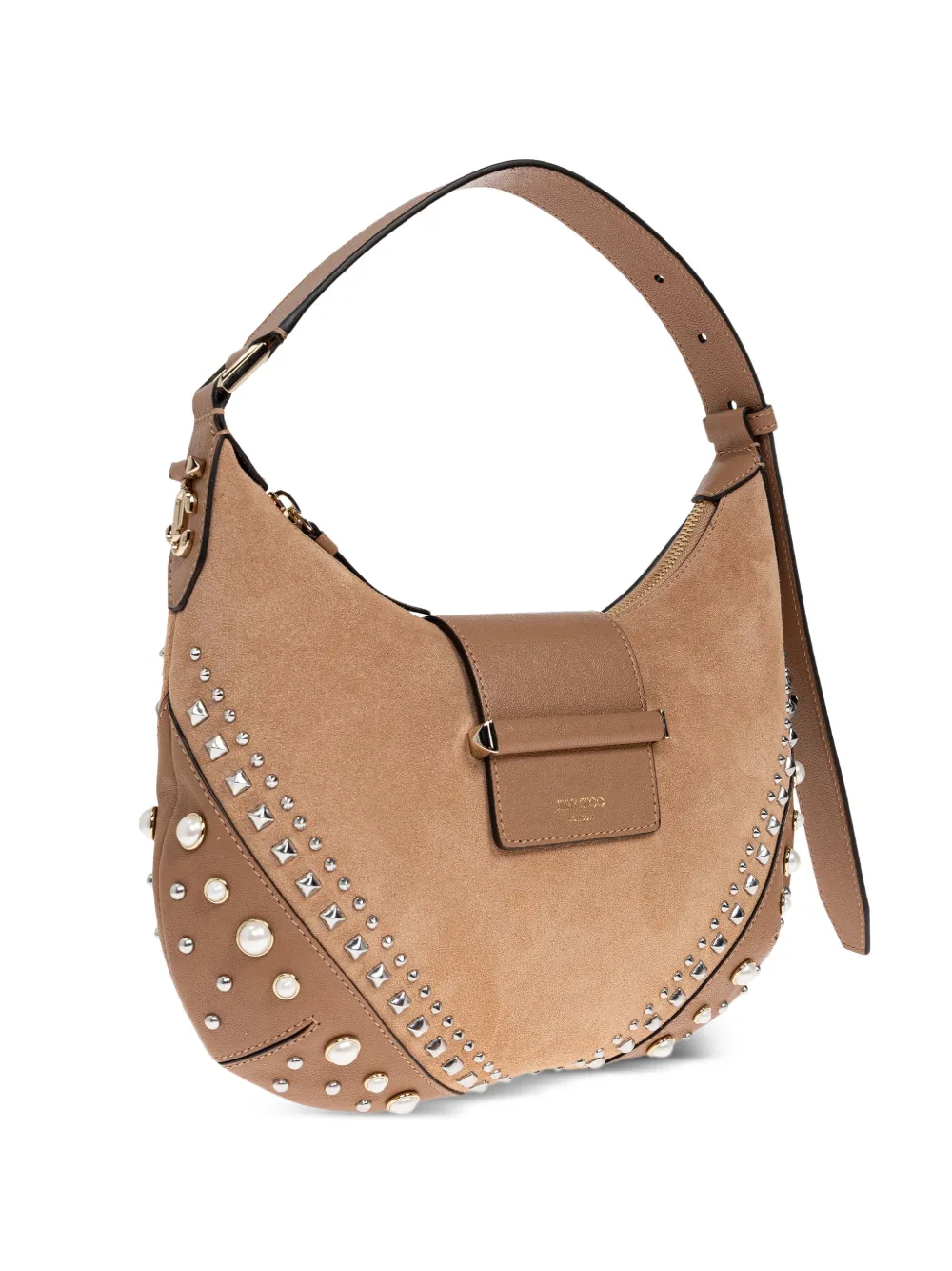 Jimmy Choo Kleine Bar schoudertas met studs Beige