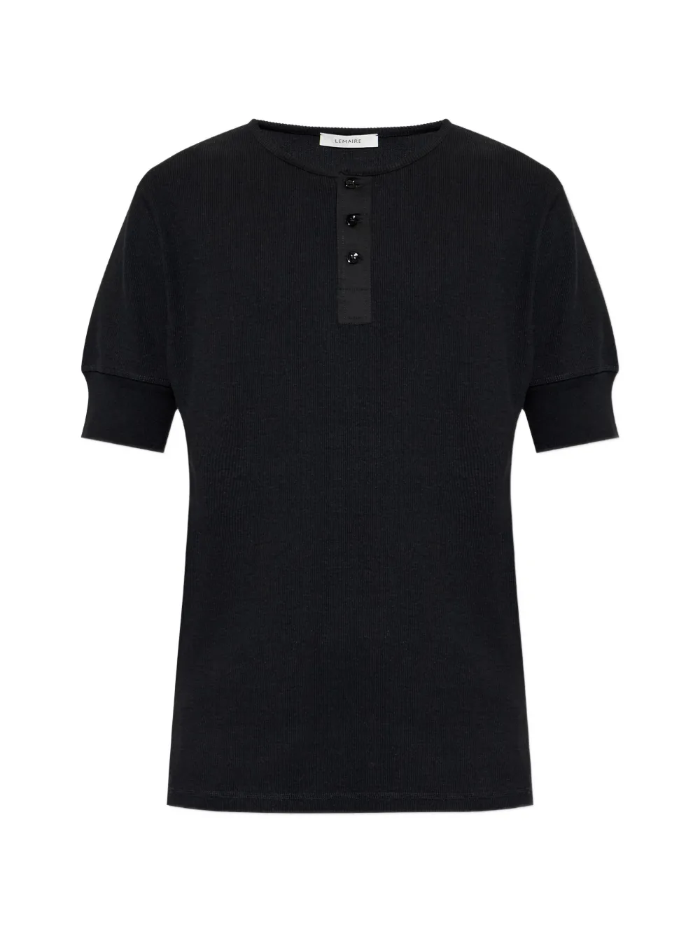LEMAIRE short-sleeve Henley T-shirt – Black