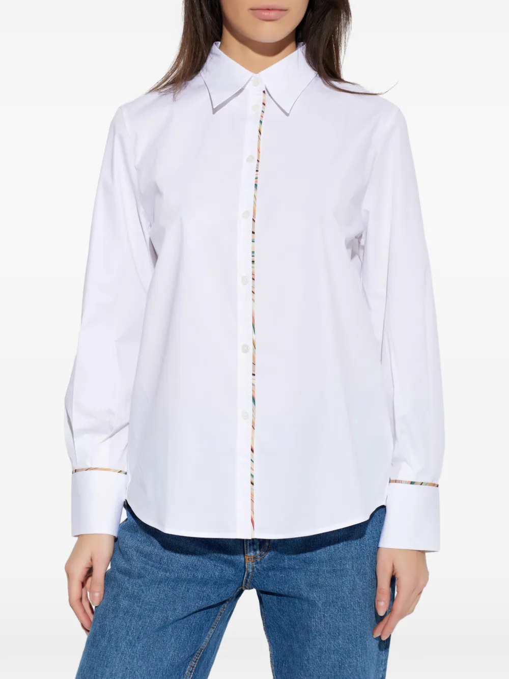 PS Paul Smith Blouse met gestreepte afwerking en knopen Wit