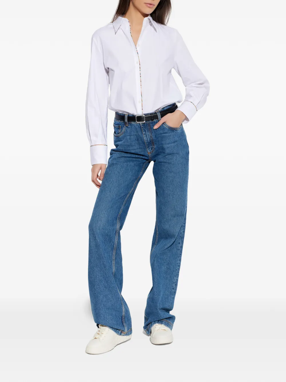 PS Paul Smith buttoned stripe-trim shirt - Wit