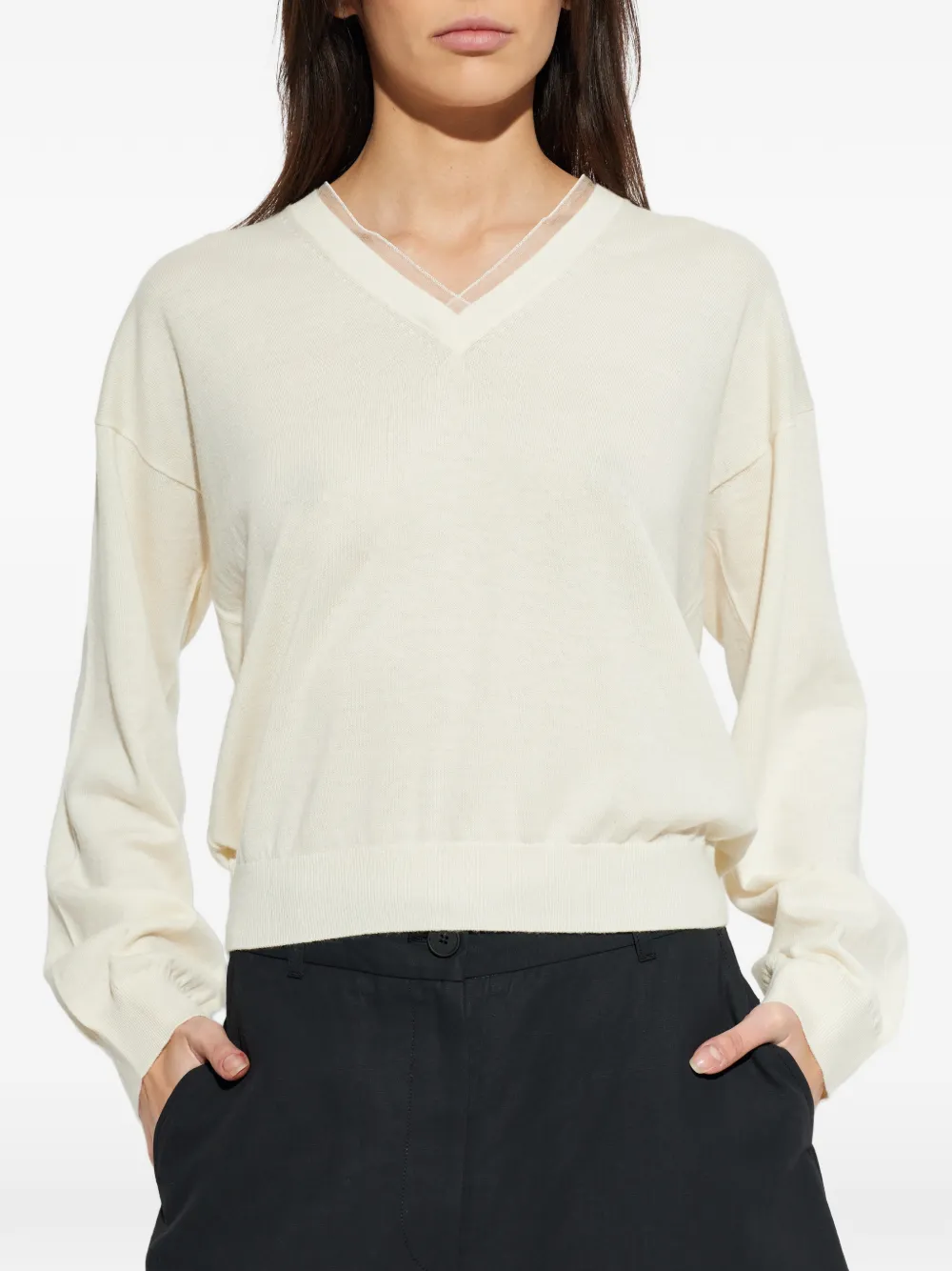 Fabiana Filippi Top met V-hals Beige