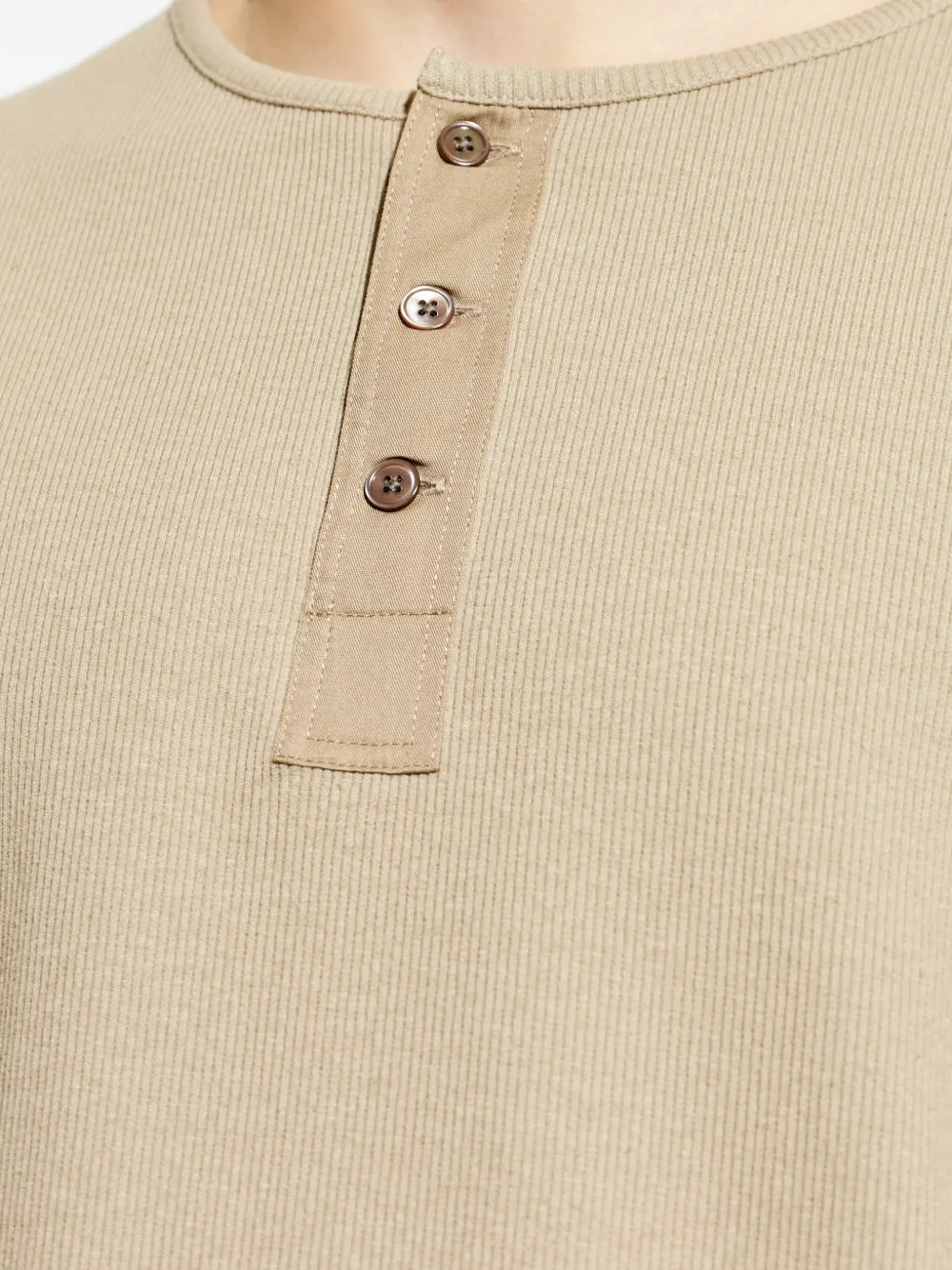 LEMAIRE T-shirt met halve knoop en korte mouwen Beige