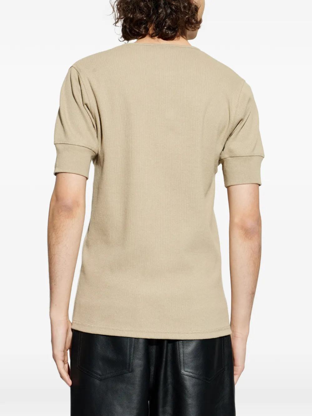 LEMAIRE T-shirt met halve knoop en korte mouwen Beige