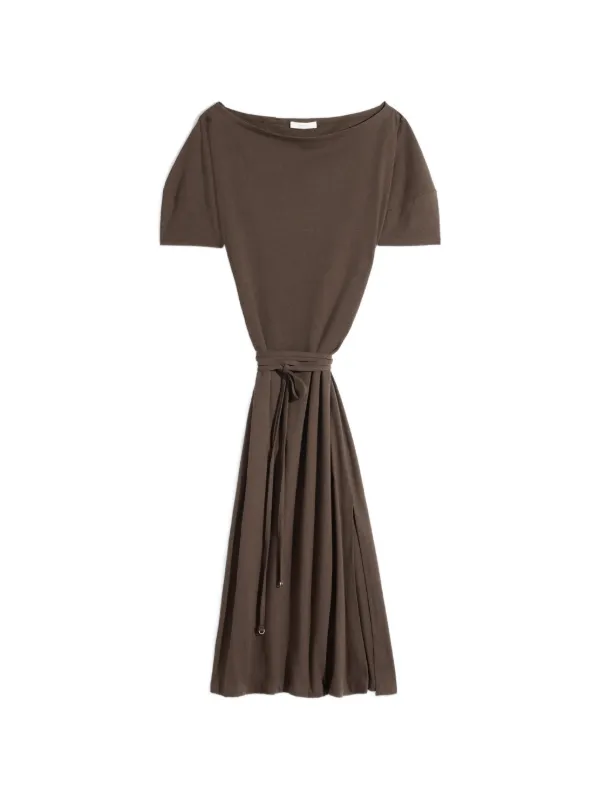 Lemaire Off-shoulder Short-sleeve Dress in Brown