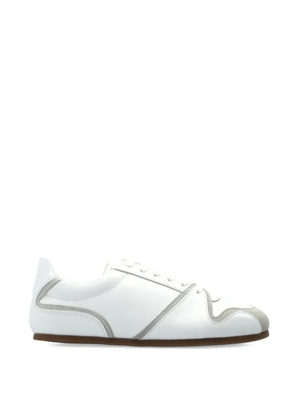 Moschino Lace-up Leather Sneakers in White