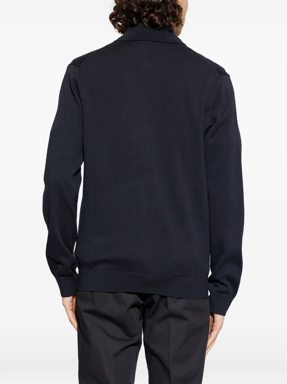 Zebra-Logo Zip-Up Cardigan