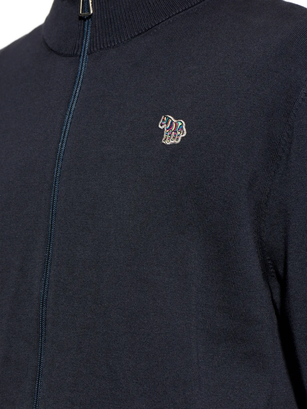 Zebra-Logo Zip-Up Cardigan