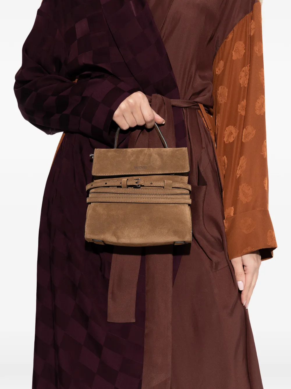 Moschino Shopper met handgreep en gesp Bruin
