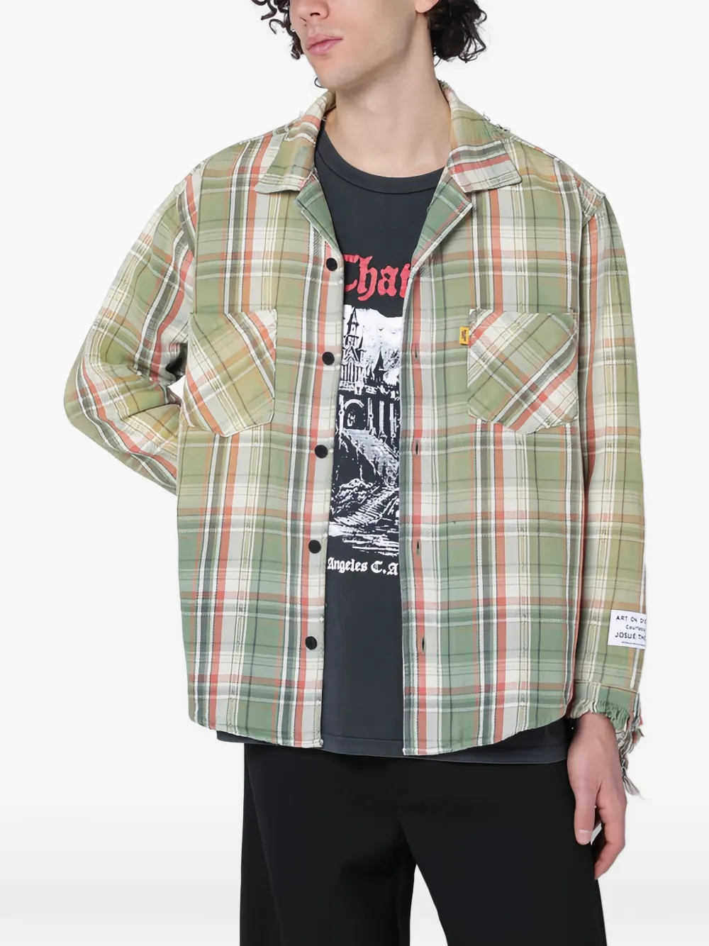 GALLERY DEPT. frayed plaid shirt - Verde
