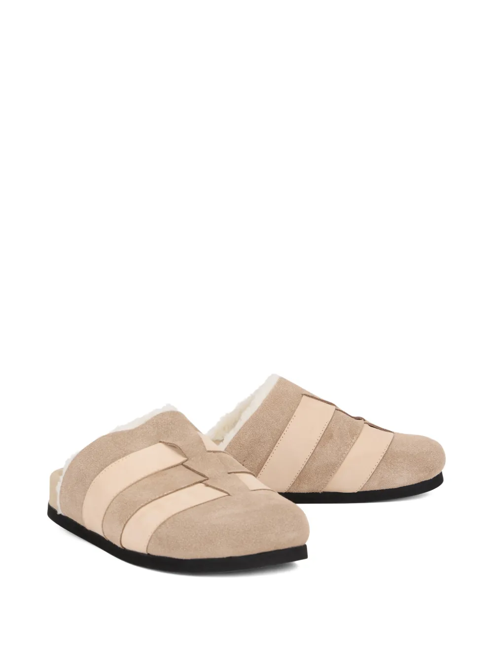 Peserico panelled suede slippers - Beige