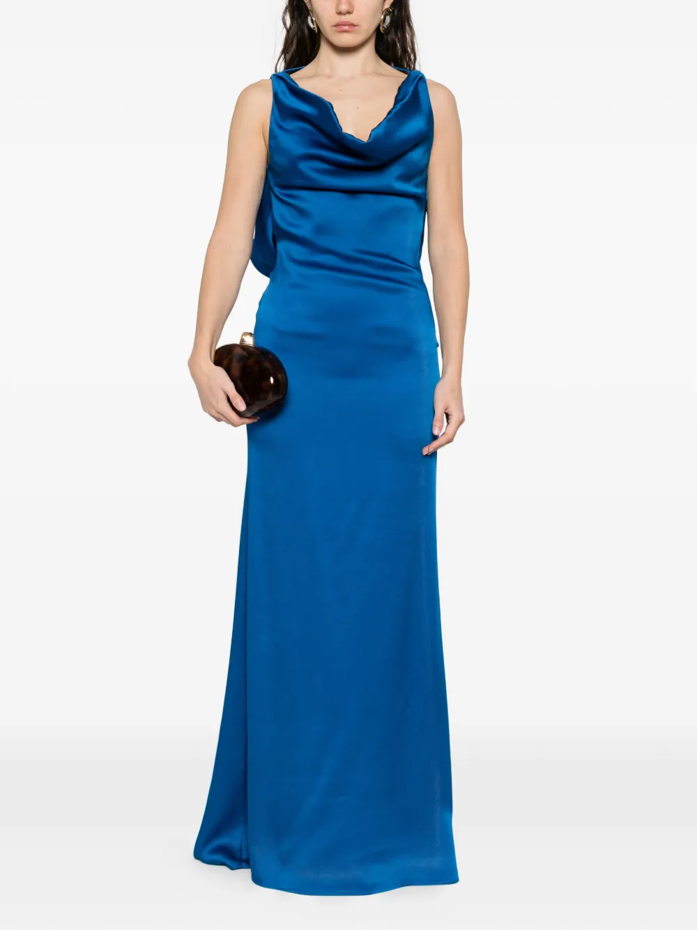  Giuseppe Di Morabito Cowl-neck Draped Maxi Dress - Blue 